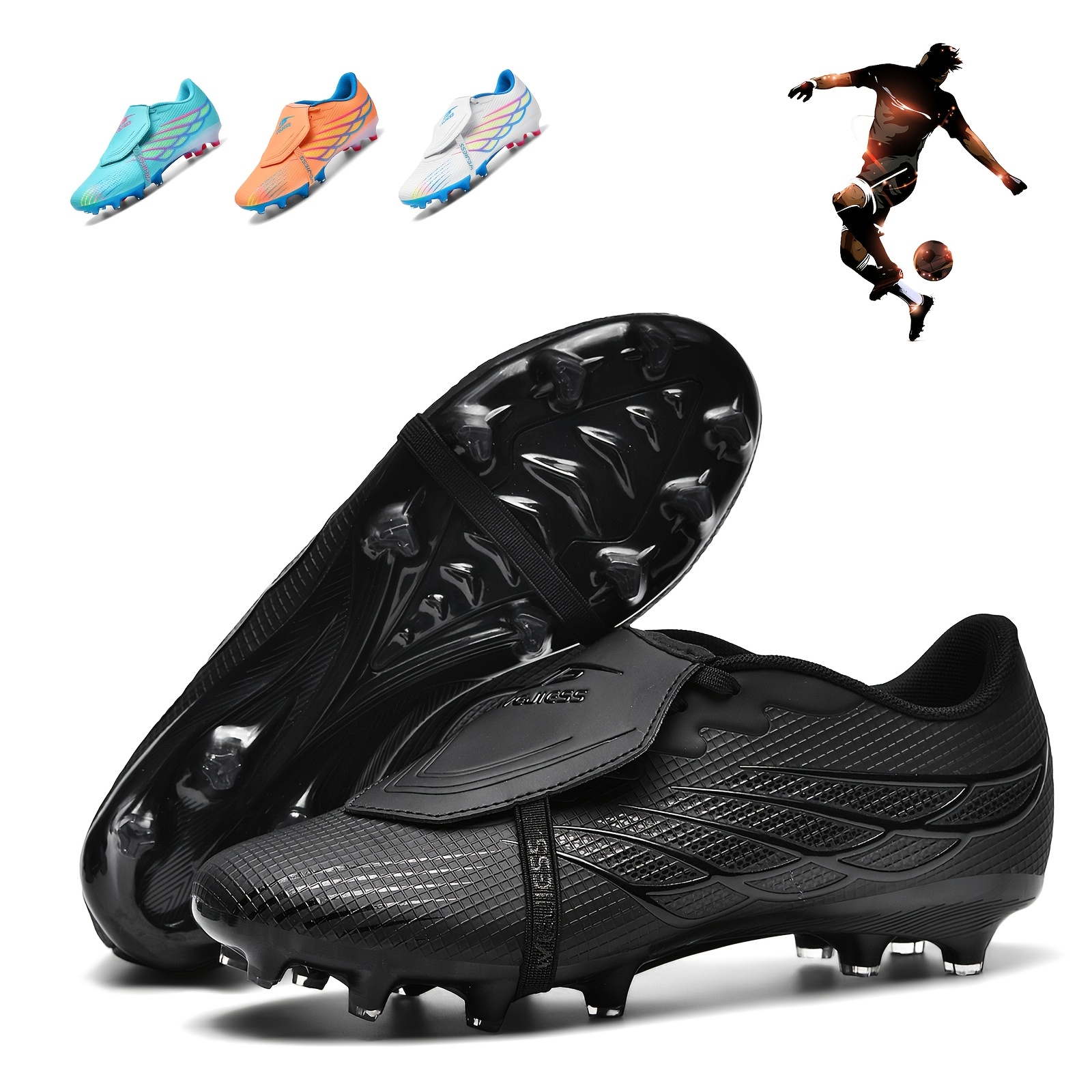 

Men's Professional High- Cleats - Seamless Pu Upper, Non-slip Ag Spikes, Breathable, Football Shoes For Outdoor Training