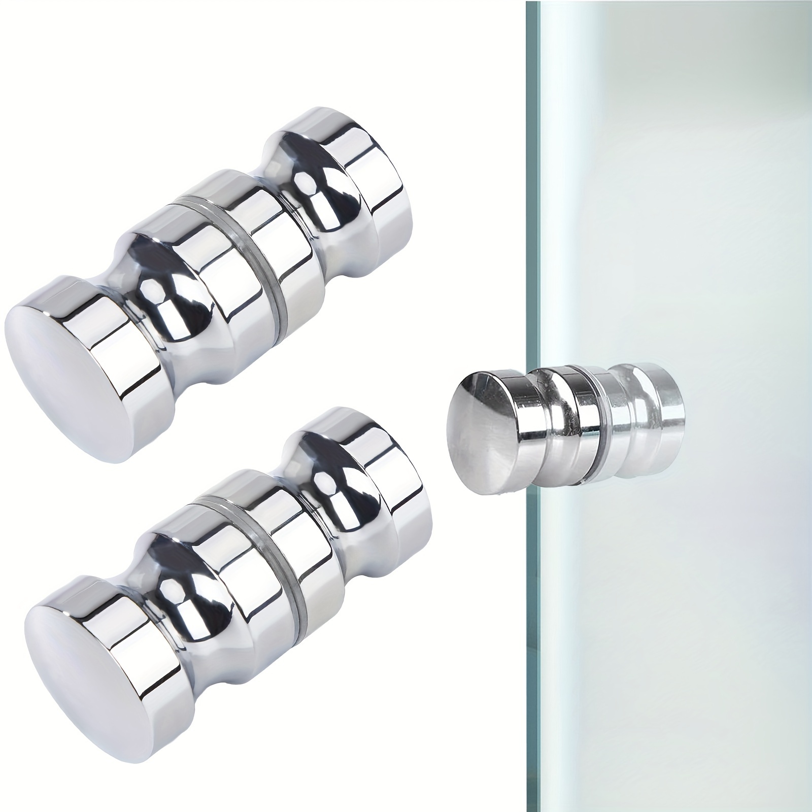 2-pack Chrome Stainless Steel Shower Door Handles - Durable 304 Metal Pulls For Bathroom Sliding Glass Doors