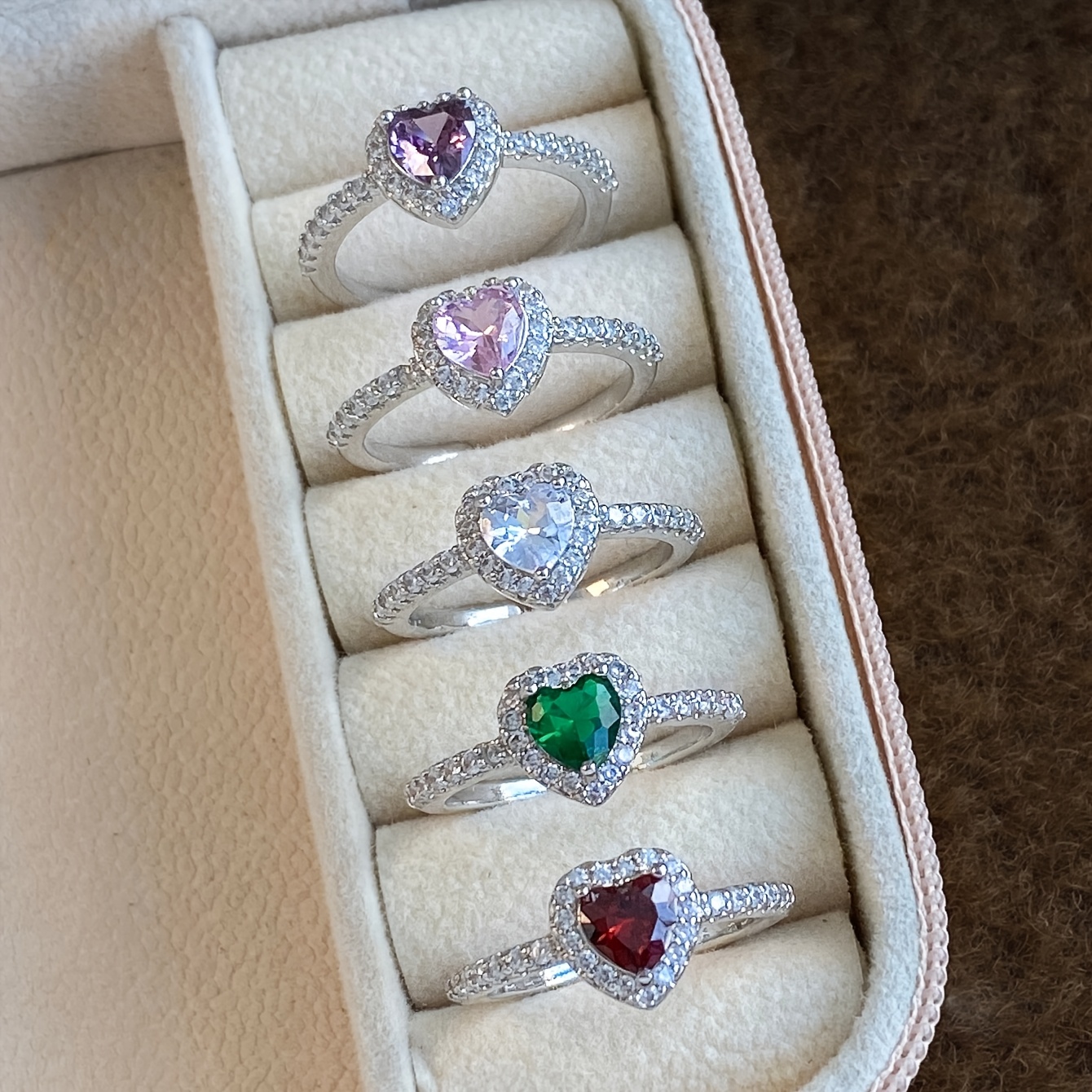 TEMU 5pcs Retro Elegant Easy Bling Classic Cube Zirconia All-match Ring Set (gift Box Not Included)