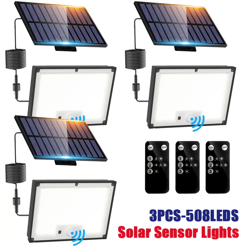3pcs Lampes Solaires d'Extérieur à Détecteur de Mouvement