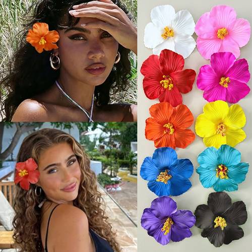 10 hawaiian flower hair clips womens hibiscus and for lotus hair clips fashionable artificial flower hair clips summer party hair accessories autumn travel outfit bohemian womens hair clips autumn and winter hair