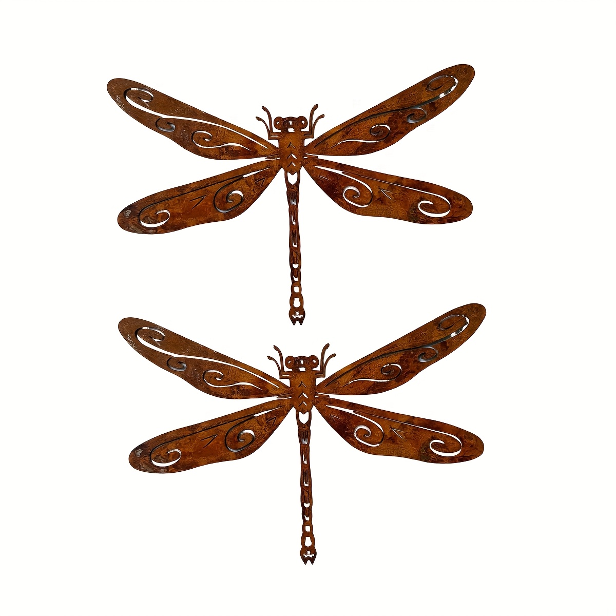 E-shop 2 Stück Vintage Metall Libellen Gartendeko - Rustikale Eisen-Skulpturen für Draußen, Libellenfiguren geeignet für Hochzeit, Weihnachten,