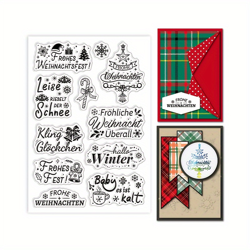 

1pc Christmas German Text Clear Stamps Set, Pvc Transparent Silicone Stamp For Scrapbooking, Album Decoration, Crafts, Painting Tools