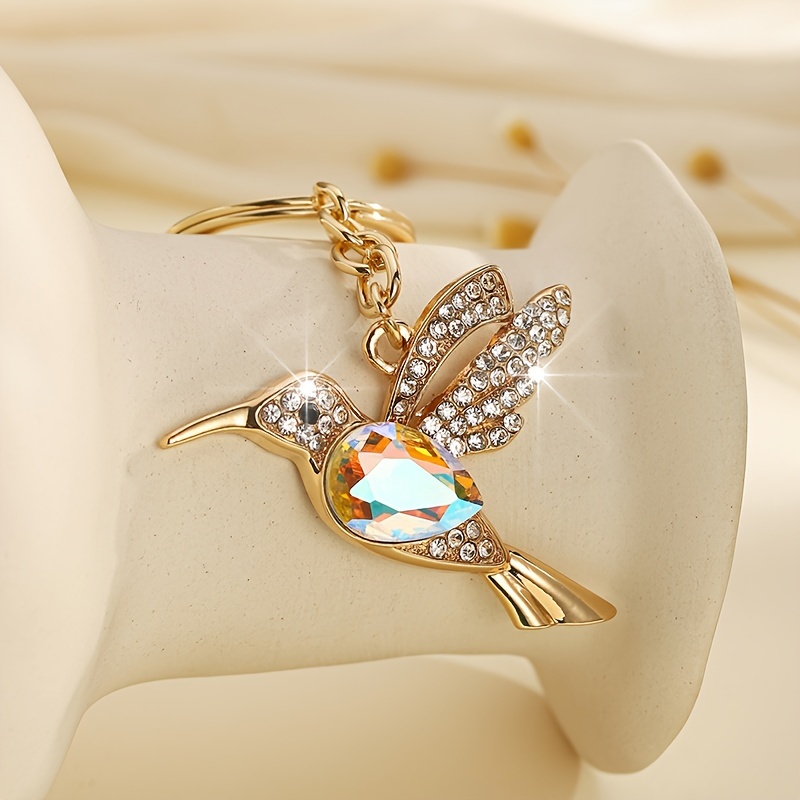 

Elegant Rhinestone Bird Keychain - Luxury Alloy & Crystal Glass, Chic Animal-themed Accessory For Women's Bags And Car Keys