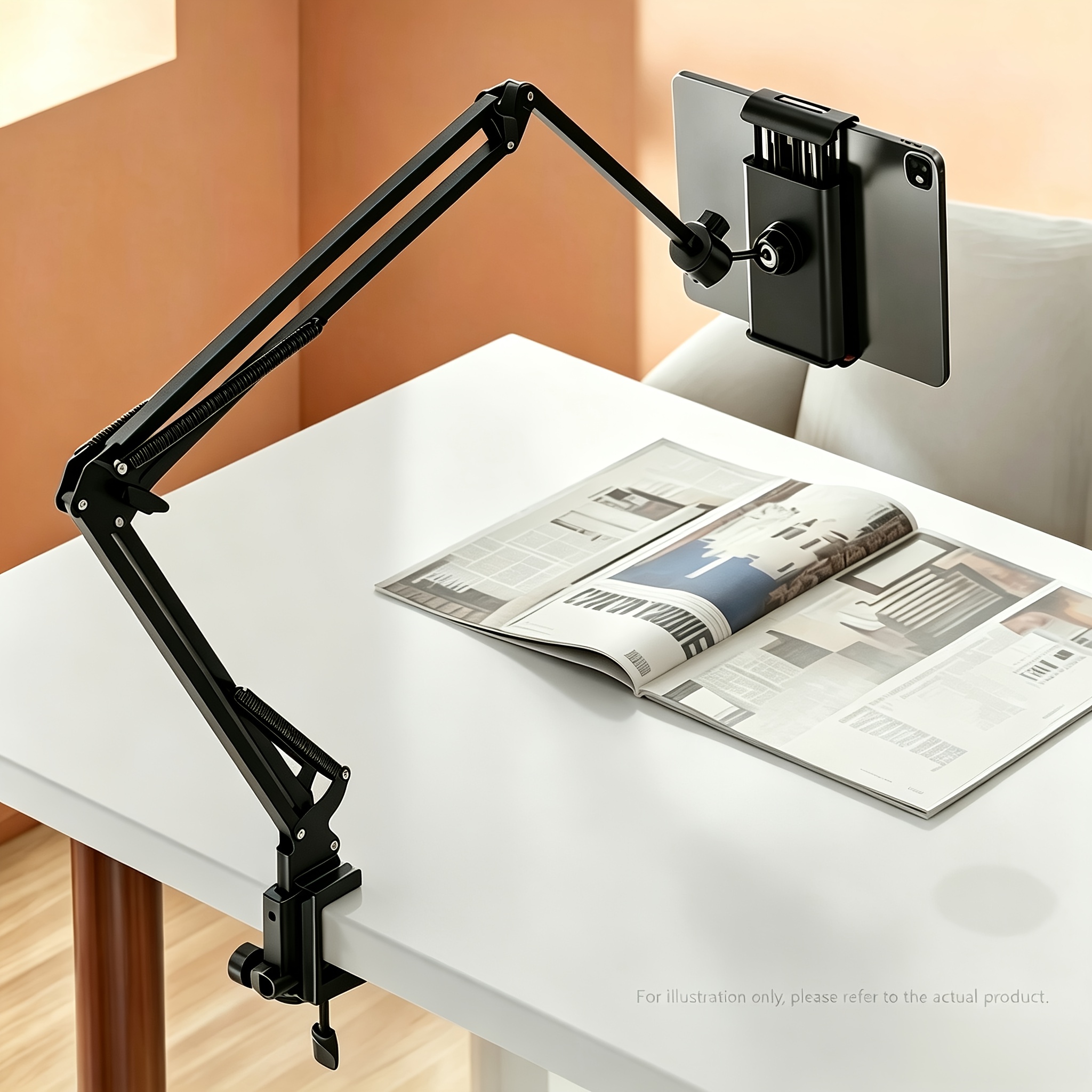 Desk And Bed Tablet Stand With 90cm Metal Arm, 360° Rotation, Stand For 4.5-12.9-inch Tablets And Phones, Mobile Phone Extension Rack, Holder