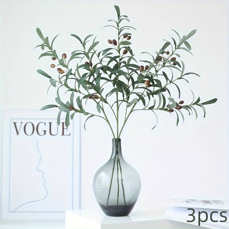 3pcs Artificial Olive Branches with Olives for Vase Faux Olive Stems Greenery Stem Plant 27.9inch/71cm Long Olive Tree Branch for Home Wedding Decor(Bottle Not Included) 0
