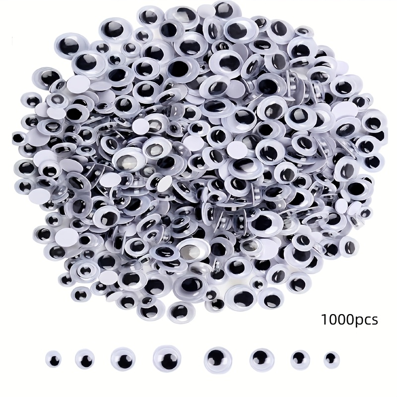 1000pcs Round Wiggle Googly Eyes Black Sticky Eyes, 4mm 5mm 6mm 7mm 8mm 10mm 8x10mm 12mm Mixed Pack