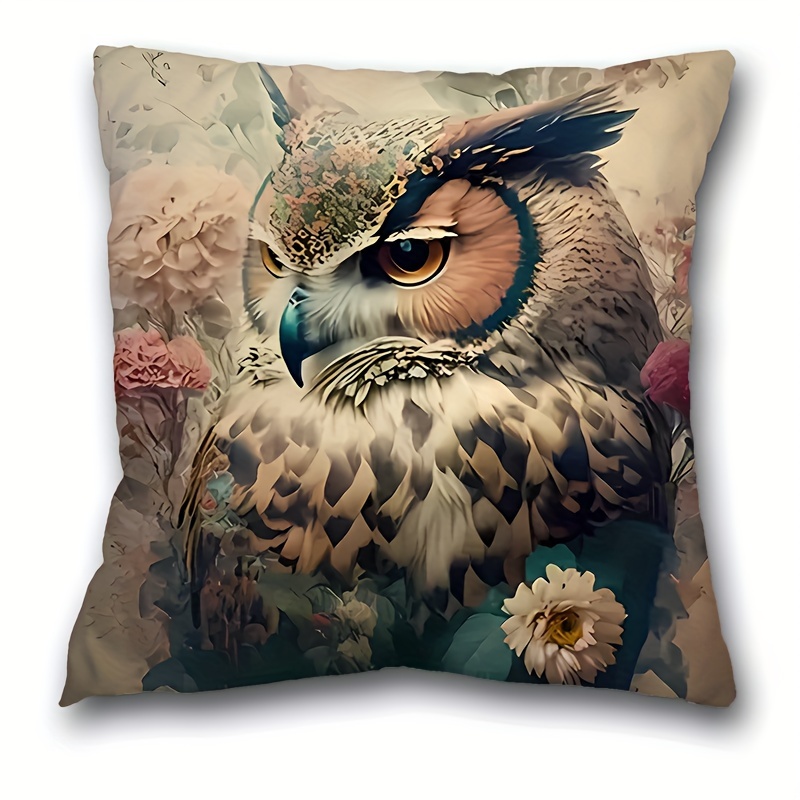 

1pc, Owl Print Short Plush Throw Pillow (17.7 "x17.7"), Animal Themed Throw Pillow Case, Home Decor, Room Decor, Bedroom Decor, Architectural Collectible Accessories (excluding Pillow Core)