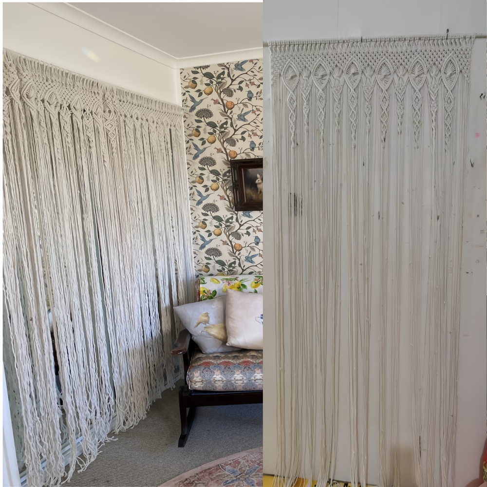 TEMU Bohemian Outdoor Curtains Suitable For Patios, , Gardens - Semi-sheer Filtering Panels With Striped Fabric, Hanging For Poolside, Weddings,