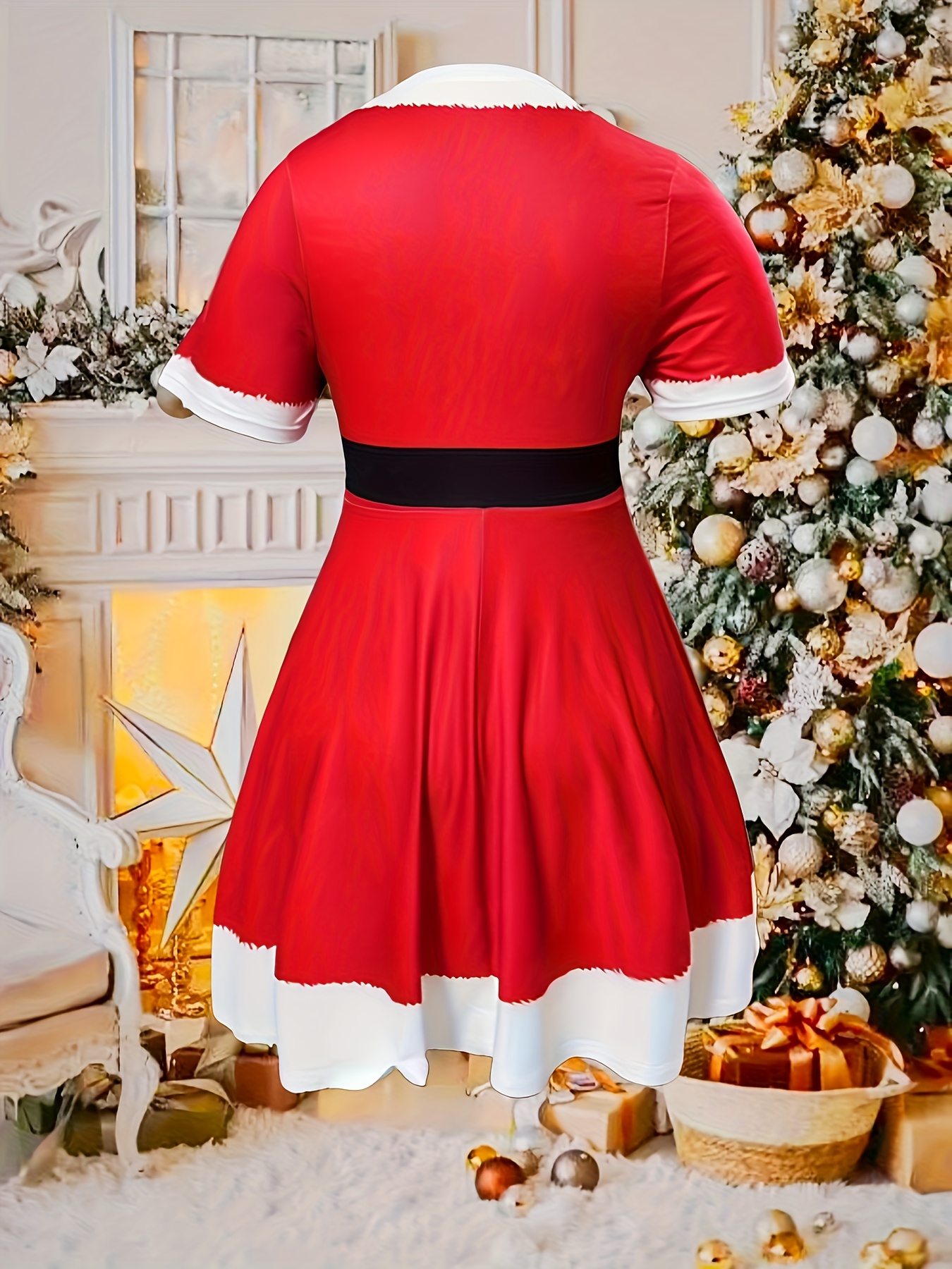 white christmas dresses Plus Size Xmas Christmas Holiday Festive Long Red Dress main image 1