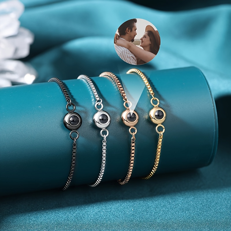 Custom Personalized Photo Projection Bracelet, 18K Gold Plated