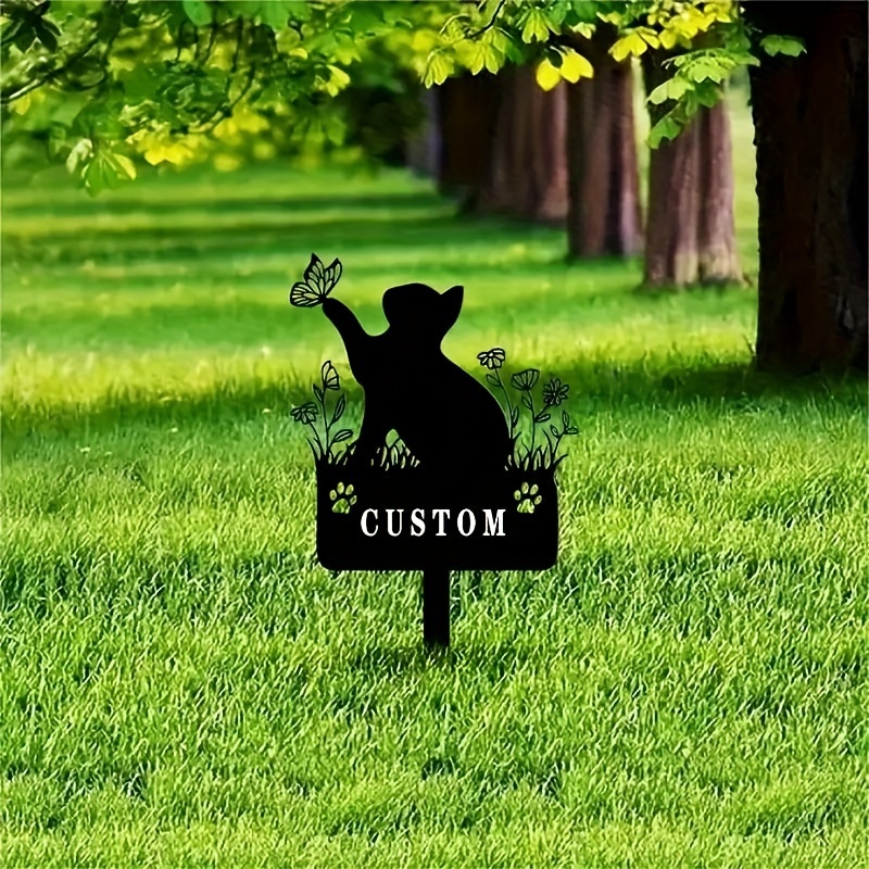 

Customizable Cat Memorial Stake - Elegant Metal Spring With Butterfly & , Outdoor Or Indoor Display, Loss Sympathy Gift