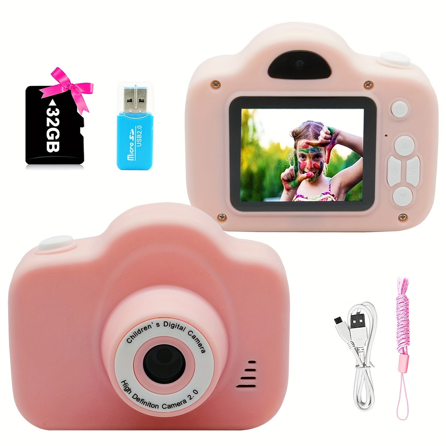 Pink)2.5K HD Digital Compact Camera Portable Small Camera With Auto Focus