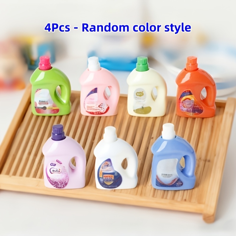 Image of 4pcs Mini Realistic Laundry Detergent (random Style, Chemical-free), 1:12 Scale Exquisite Small Creative Cartoon Design, Suitable For Dollhouse Decoration Collection, Party Holiday Gifts