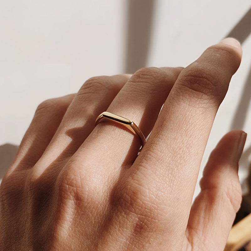 Couple's Geometric Square Two-Tone Minimalist Ring