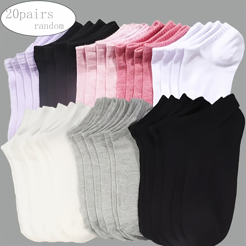 20 paar gemischte farben, zufällige socken, unisex, frühling und sommer, dünne, atmungsaktive, klassische, einfarbige, zufällige kombination, modische socken