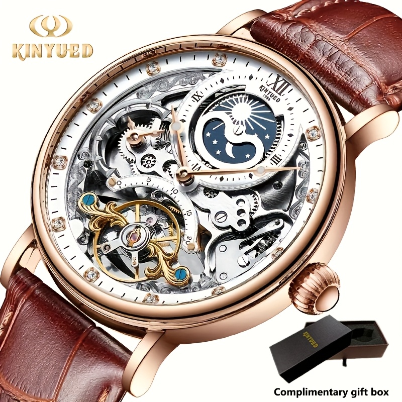 [[kinyued] Dual-sided Hollow-out Men's Watch With Displays, A Fashionable And An Ideal Gift , Without Battery