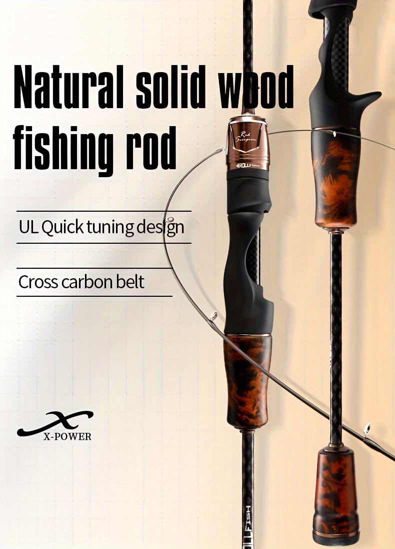 Fishing Rods Ultra Light Lure Rod Ul Power 2-6g Lure Weight 3-7lb Carbon  Fiber Wooden Handle Spinning Fishing Rod Fishing Tackle Fishing Poles