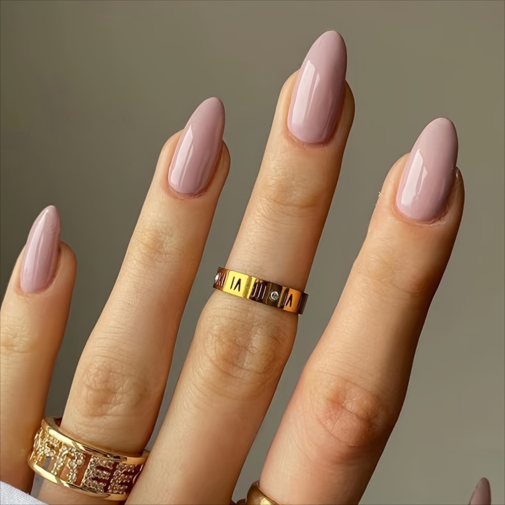 

Ensemble de 24 ongles en d' rose nu, longueur moyenne, , ongles à couverture complète avec colle en gelée de lime à ongles pour femmes/filles, pour les fêtes et le port