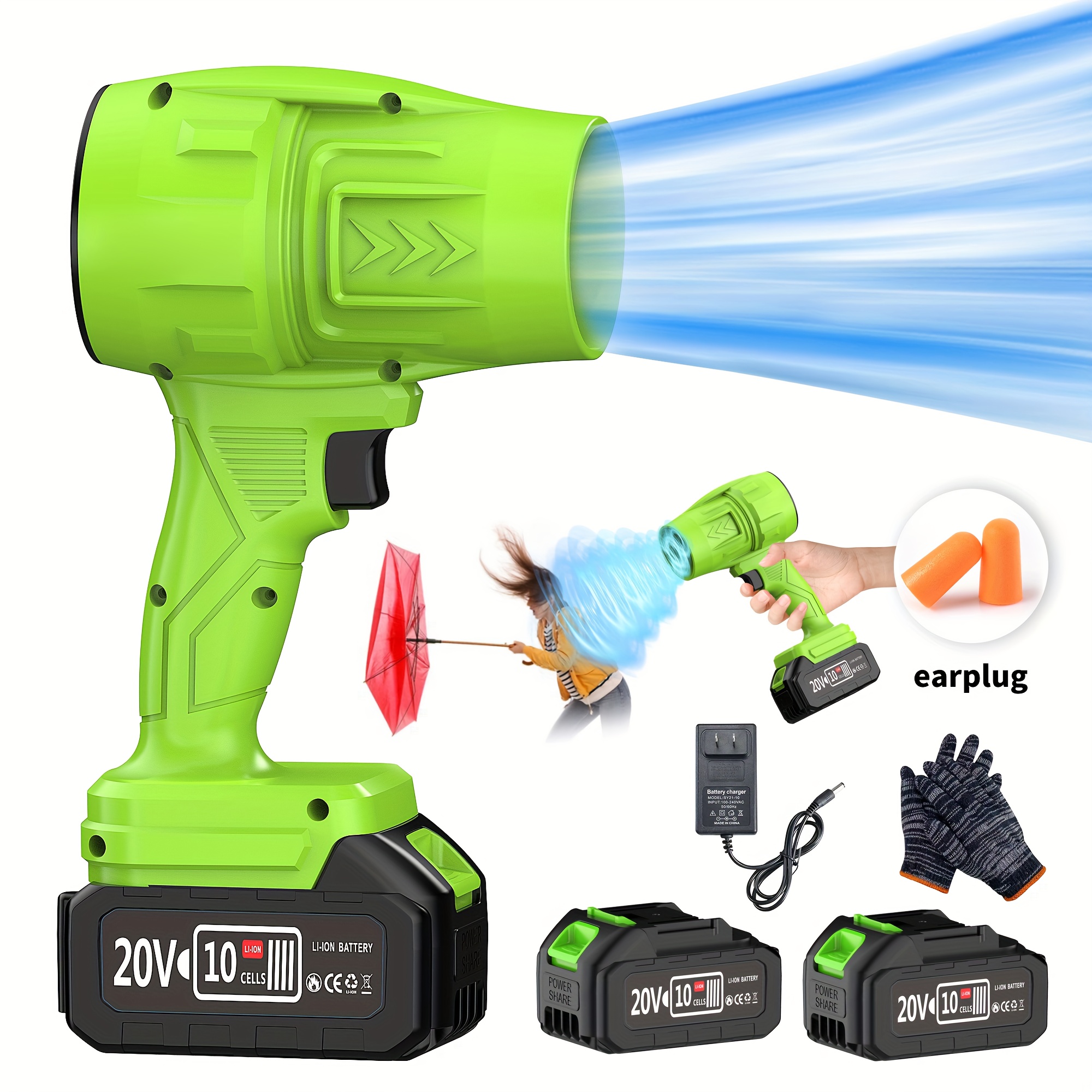 Powerful 50000RPM Cordless Leaf Blower, 20V Turbo Air Blower for Car Drying, Leaf Snow Dust Blowing, with Battery, Perfect Christmas Gift, Holiday Gift Idea, Home Outdoor Cleaning Tool