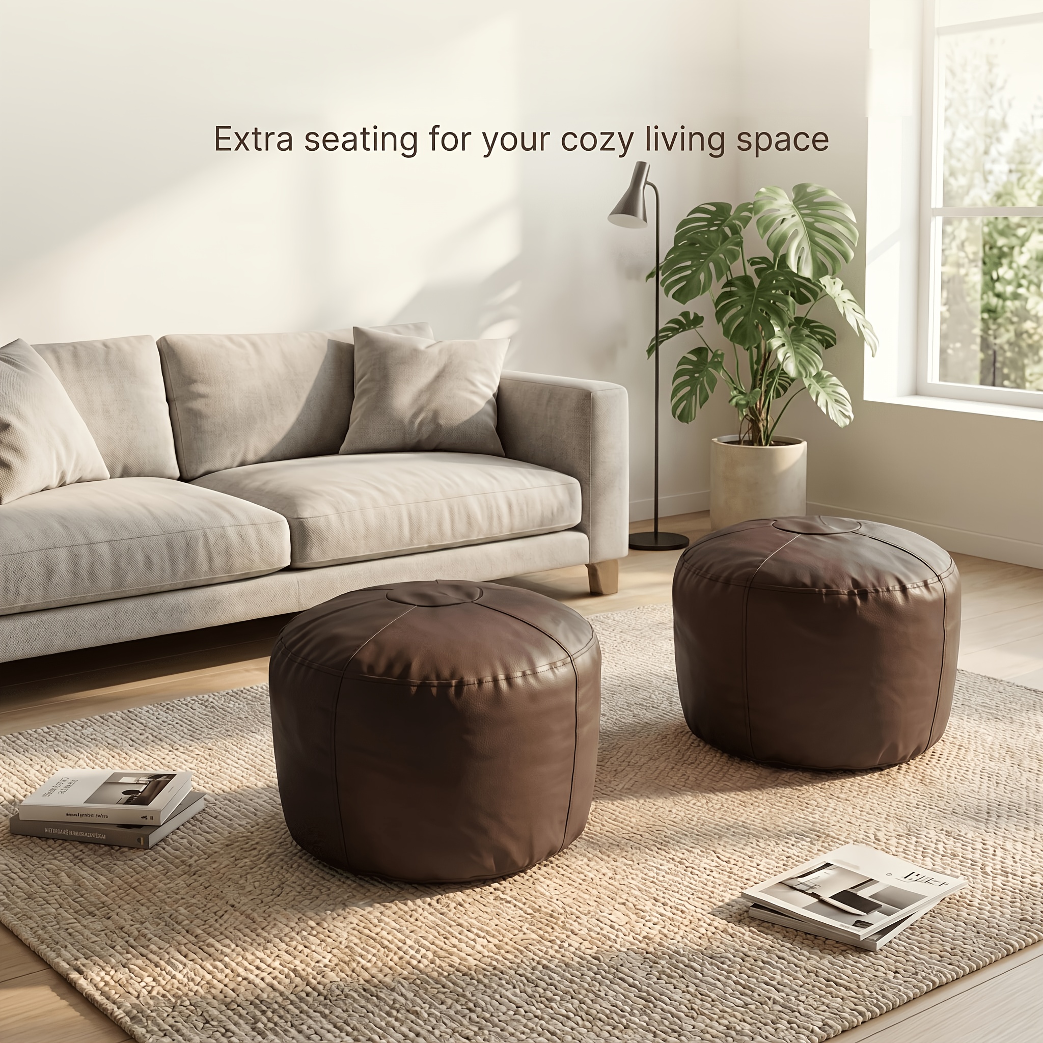 TEMU 2026 New Arrival - 2-pack Storage Bean Bag Covers - Round Bean Bag Covers, Suitable For Storage Purposes, Including Storing Old Clothes And For