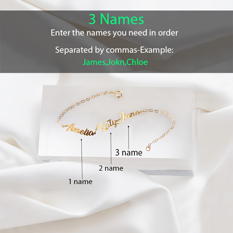 TEMU Custom Personalized Multi-name Bracelet â¢ 18k Gold Plated Elegant Minimalist Style Three-name Bracelet â¢ Mother's Family Bracelet â¢ Exquisi