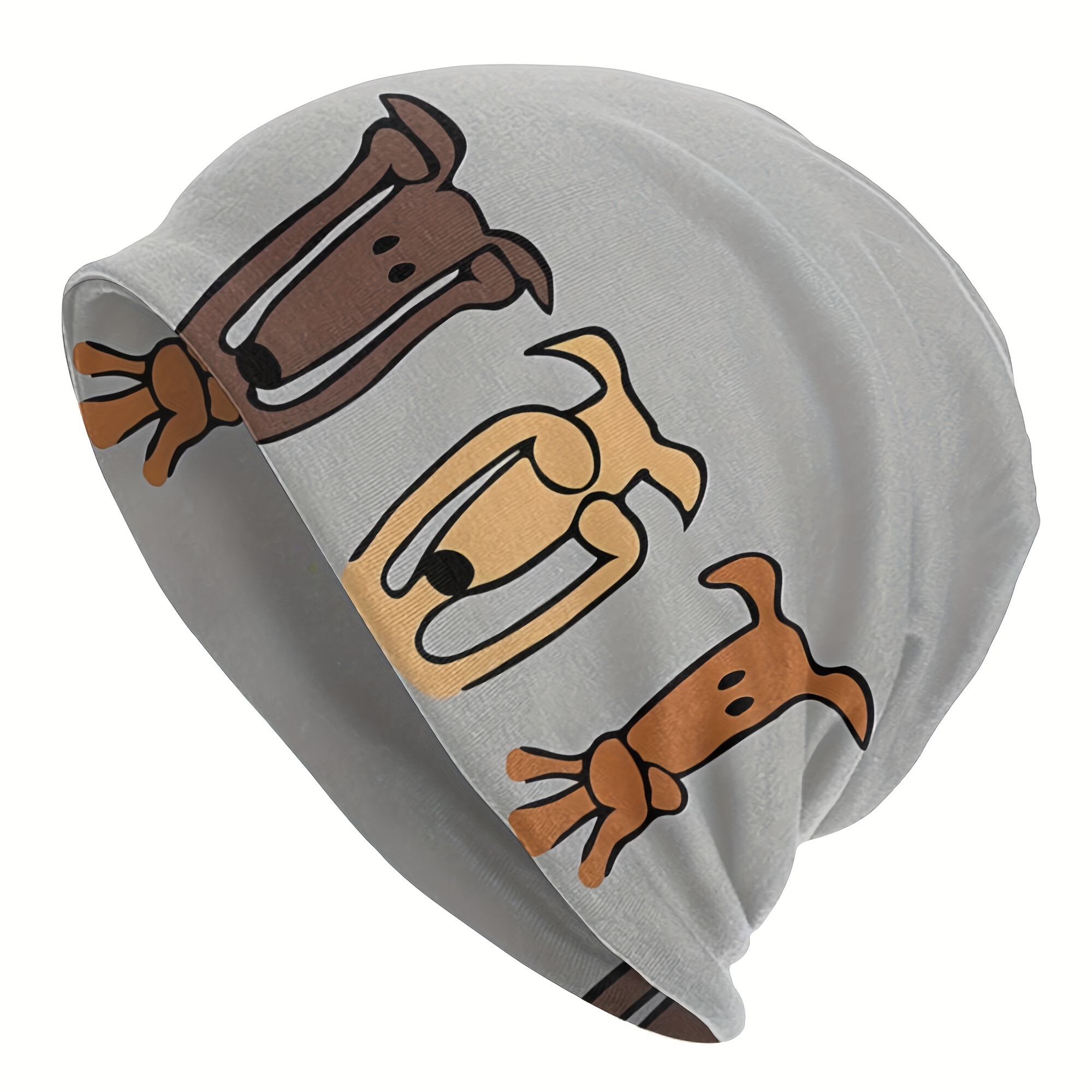 Image of Thin Skull Brimless Beanie Spirit Hound Hat Sporty Athletic Cap Men's Hat 2d Print Design