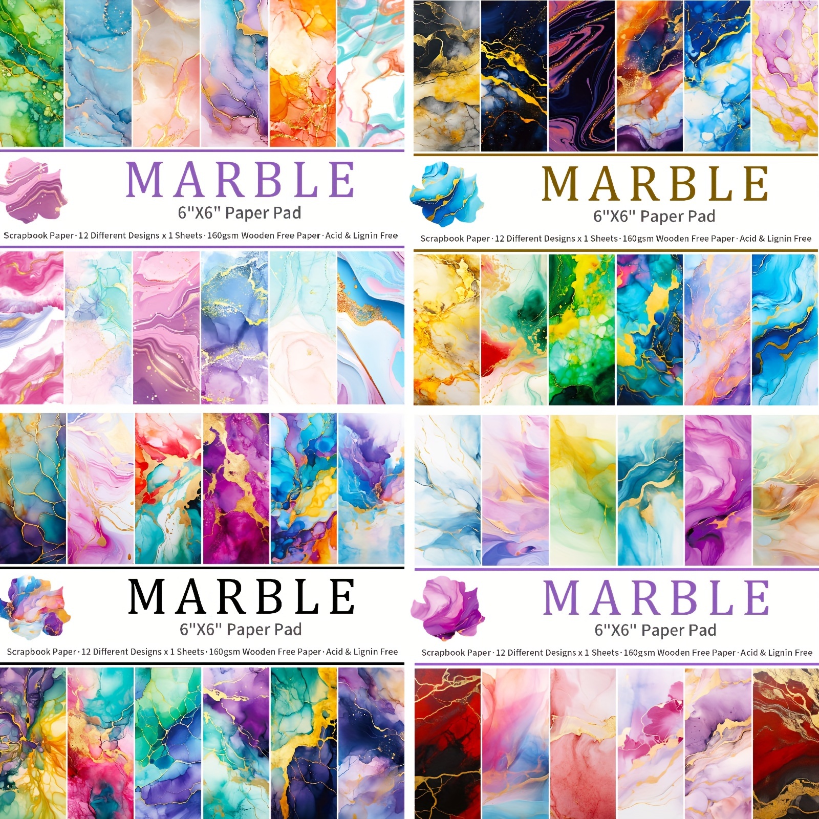 

12pcs Marble Decorative , Assorted Colors For Diy Crafts And Handmade Cards