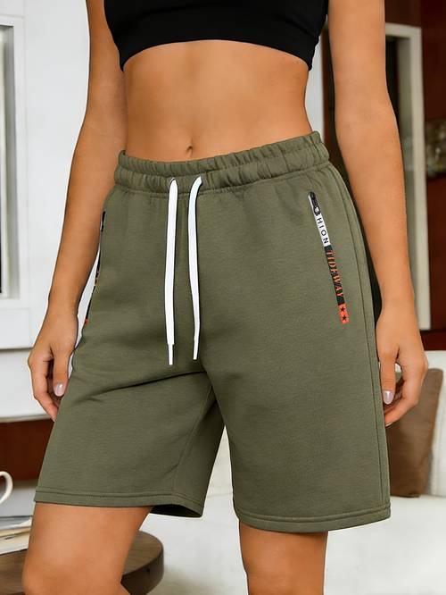 womens casual sporty loose shorts simple and breathable summer shorts with elastic drawstring waistband zippered pockets in multiple colors ideal for running beach and shorts are a