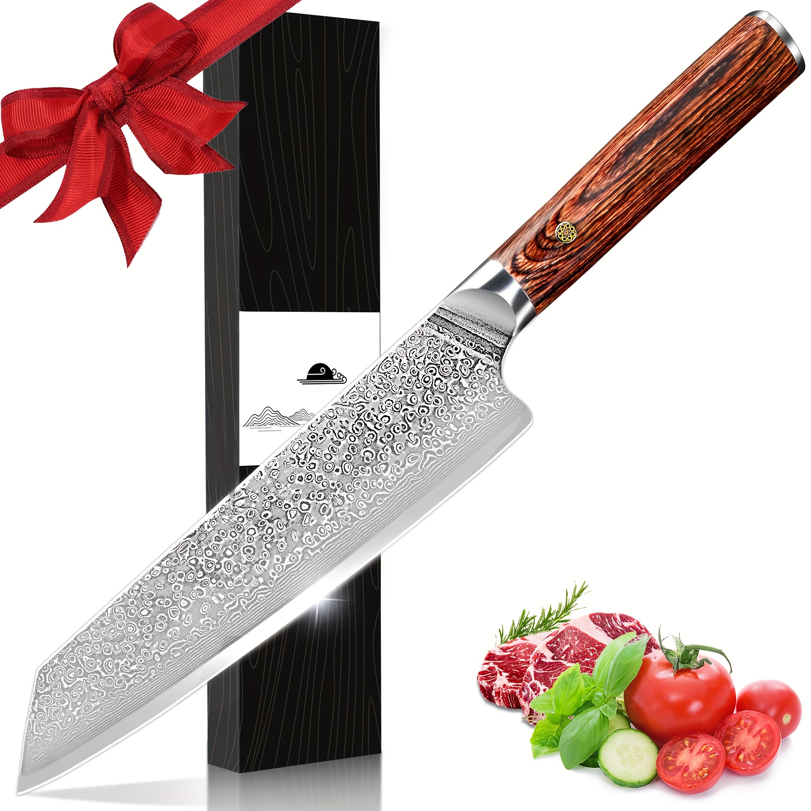 

Chef Knife 8 Inch, Super Sharp Pro Japanese Kitchen Knives, Damascus Chefs Knife Vg-10 High Carbon Stainless Steel, Ergonomic Wooden Handle Cooking Knife, Gift Box For Family & Restaurant