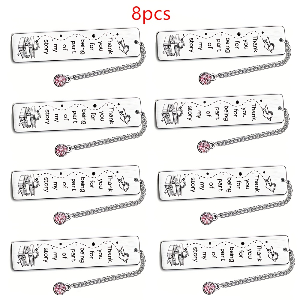 TEMU 8pcs Metal Bookmark Teacher Appreciation Gift, Durable Stainless Steel Bookmarks For Teachers' Day, Graduation Season, Back-to-, Thanksgiving,