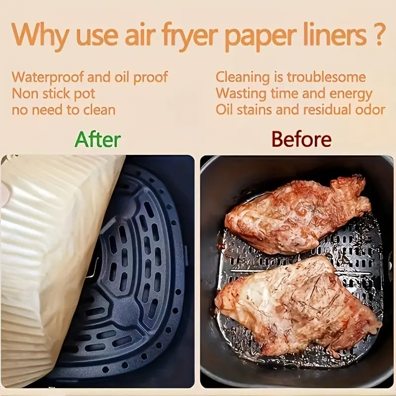 100 200 300 400pcs non stick air fryer liners brown paper sheets for baking roasting and microwaving easy to clean cooking great for home and commercial kitchens air fryer accessories Product details 6