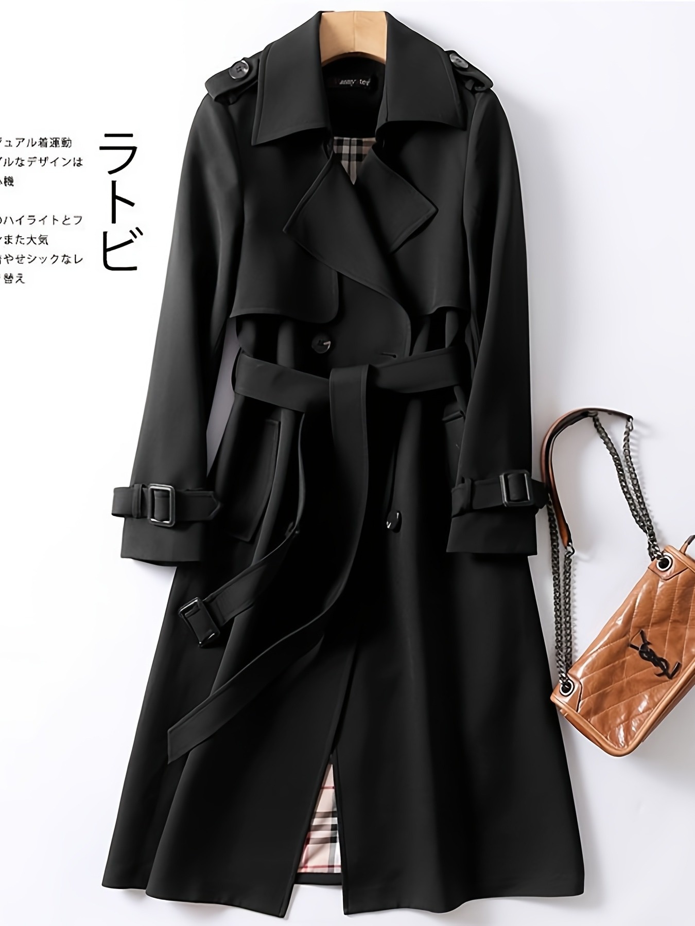 women's british inspired knee length trench coat belted