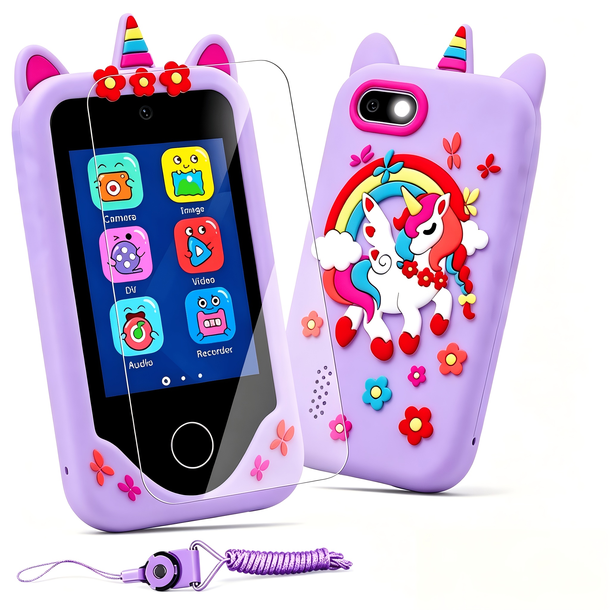 TEMU Cámara Digital para Niños, de Fotos y Videos HD, Cámaras Duales, Pantalla Táctil, Reproductor de Incorporado, Utilidades de Despertador con de ,