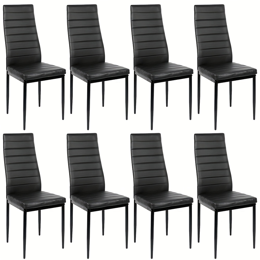 Image of Set Of 8 Pu Cafeteria Chairs That Are Stackable And Padded, Suitable For School Canteens, Restaurants, . Commercial Chairs Feature A High Back And Are Easy To Clean, Designed In A Farmhouse Style