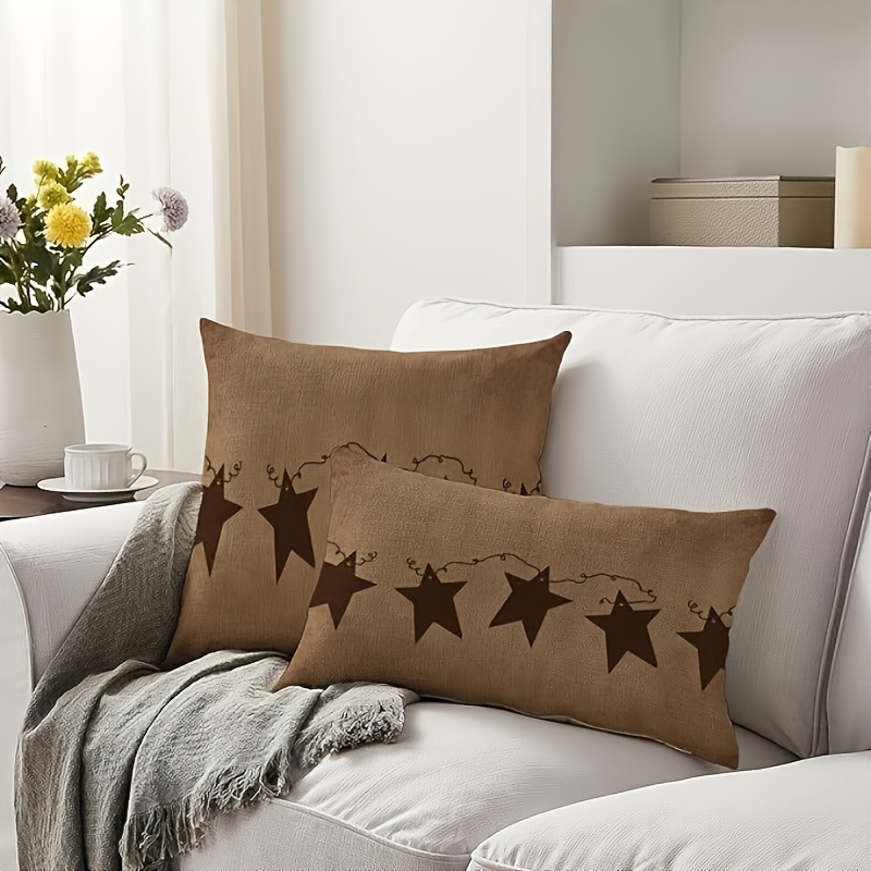 

A Country-style Star Throw Pillow Cover, 12x20 Inches, Machine Washable, With A Zipper, Polyester, Suitable For Sofas, Beds, And Couches - Modern Woven Home Decor Pillow Cover.