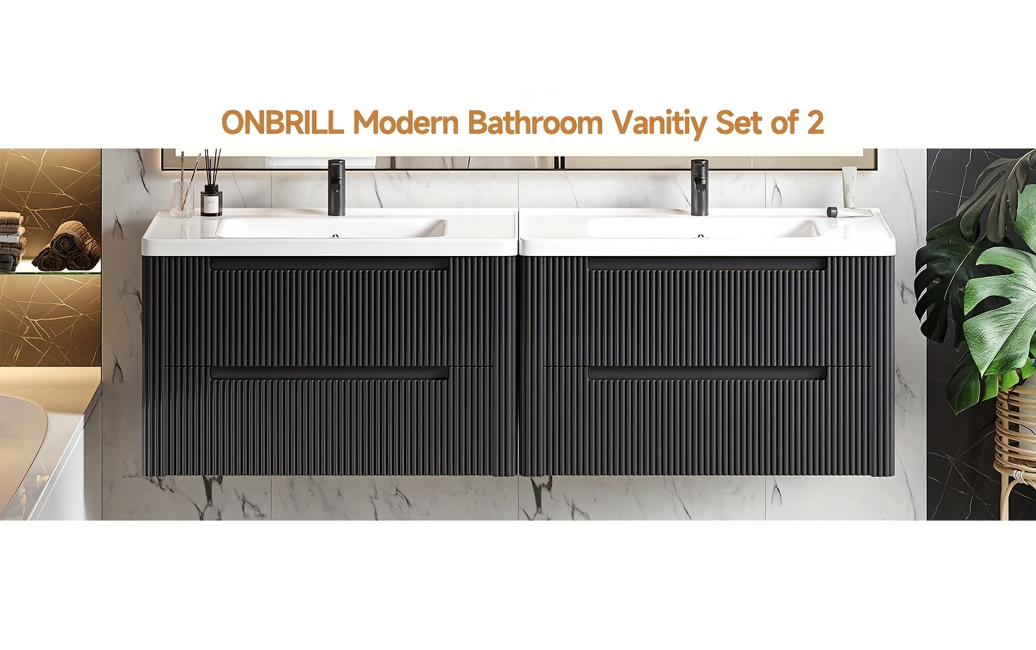 PAZCASA Curved Floating Bathroom Vanity - Modern Sink Combo with Soft-Close Drawers 16 PAZCASA Curved Floating Bathroom Vanity Open Drawers