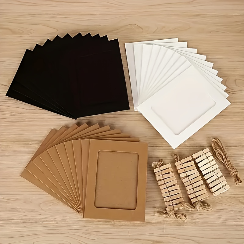 21pcs Paper Photo Frame Cardboard Picture Frames DIY Clip-On Photo Display Banner Suitable For Home, Classroom, Office, Wedding, And Wall Decor