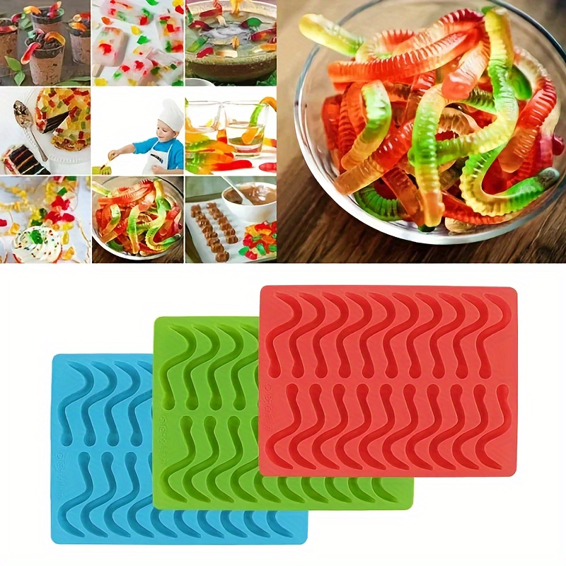 

1pc, 20 Holes Diy Silicone Gummy Snake Worms Chocolate Mold, Sugar Candy Jelly Molds, Ice Tube Tray Mold, Cake Decorating Tools, Baking Tools