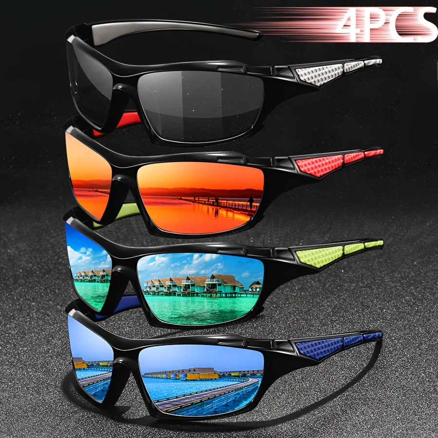 

4-Pack de lunettes de sport unisexes, monture en PC à bord complet, verre photochromique, protection UV, pour l'escalade, la pêche, - pour hommes et femmes