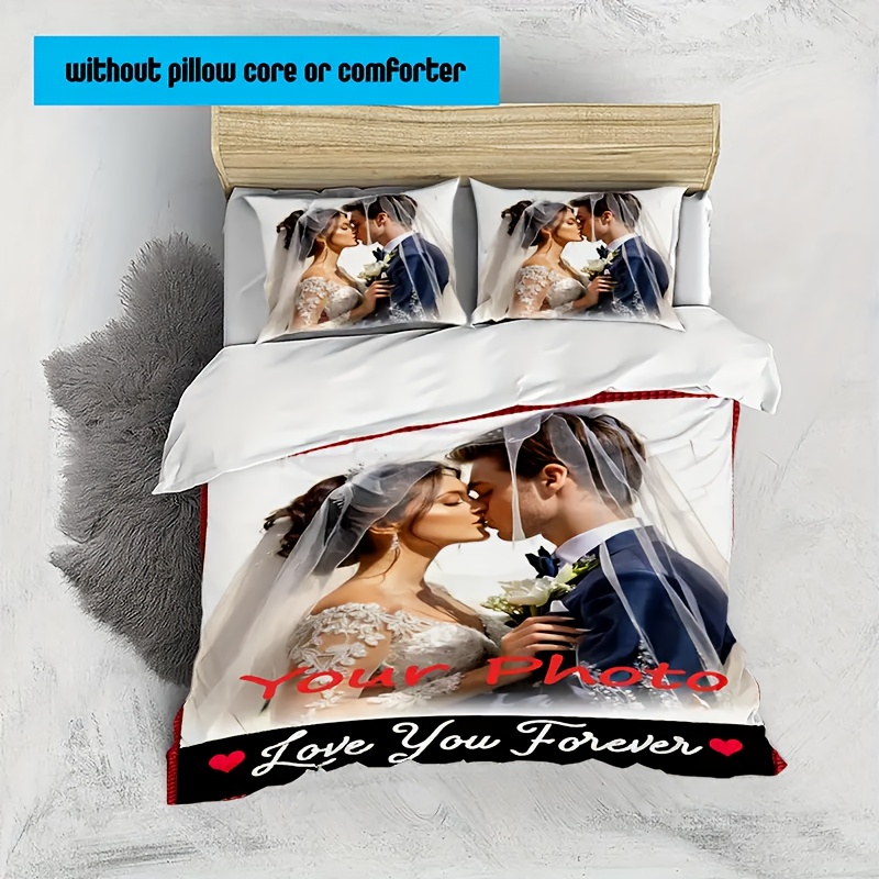 3pcs customizable photo any picture   customized bedding set soft and comfortable spiritual home decoration holiday decoration tear resistant polyester including 1 quilt cover and 2 pillowcases machine washable   quilt set does not   quilt   for home and guest rooms   to your     Product details 7