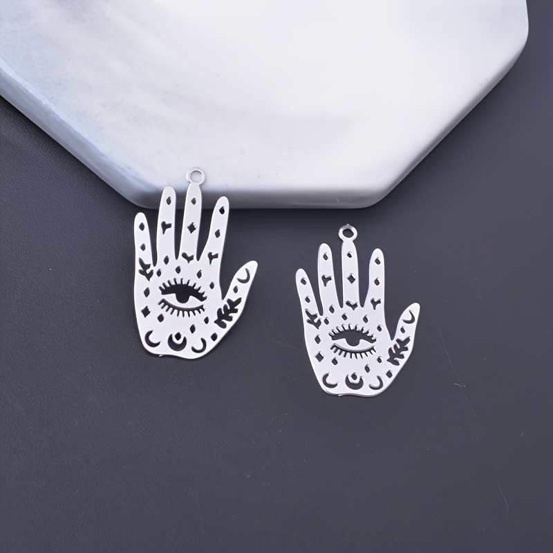 TEMU 10pcs Stainless Snake Heart Planet Hand Mushroom Charms Pendants Brass Golden Thin Earring Pendants Jewelry Accessories