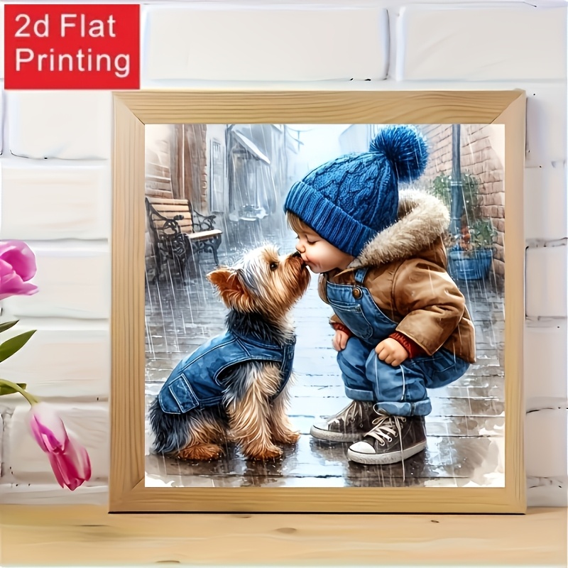 Image of 2d Flat Printing Diy Diamond Painting Kit - Frameless, Multiple Sizes - Perfectly Suitable For Wall Decor, Diamond Painting Set, Canvas Kit, Diy Handmade Painting Of A Dog And Its Companion