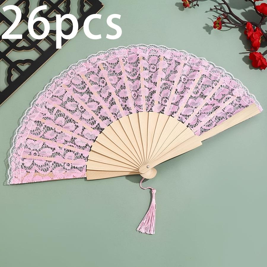 Personalized Handheld Fan with Lace Surface