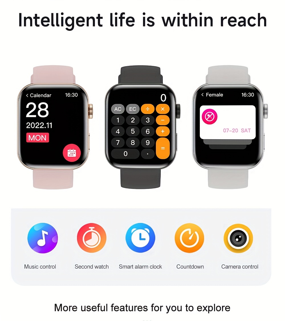 Montre connectée sans fil HD 1,83 pouces 2024, noir pistolet, argent et or rose, cadran personnalisable, tracker GPS SOS Fitness, convient aux hommes et aux femmes_voghion.com