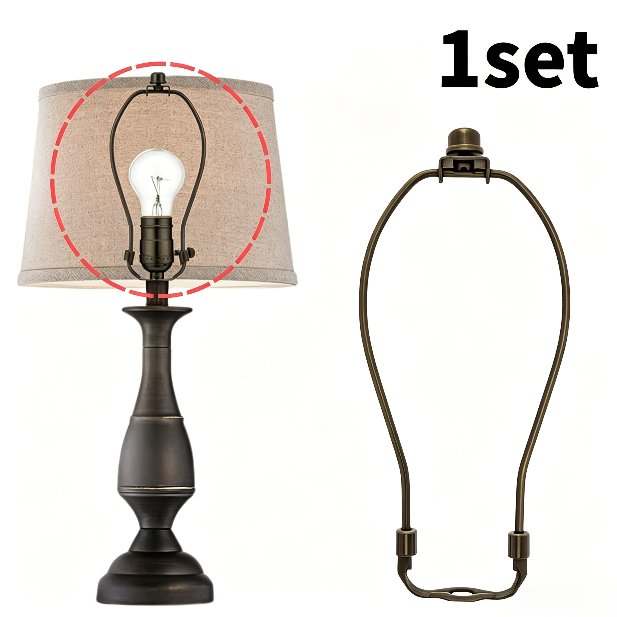 TEMU A Lampshade Bracket Set, Including A Lampshade Holder, Lampshade Wire Frame, Lampshade Bracket Kit With , And A Detachable Lightweight -shaped