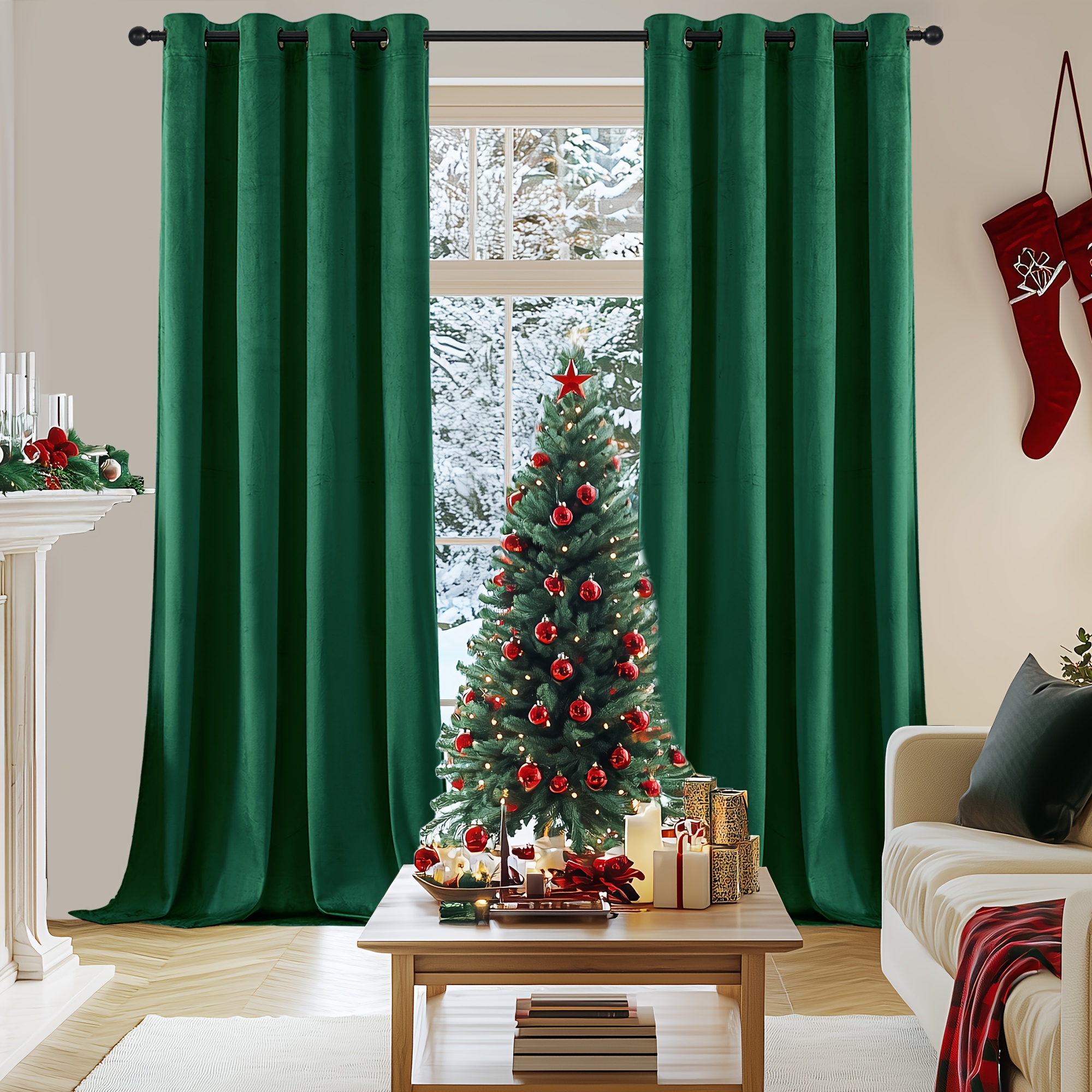Image of 2 Panels Velvet Curtains Room Darkening Curtains Thermal Insulated Curtains Luxury Soundproof Curtain For Living Room Bedroom, Elegant Soft Velvet Grommet Curtain