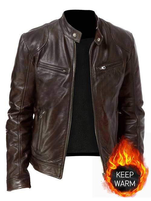 autumn and winter thickened new mens leather jacket mens pu coat europe and america plus fleece warm motorcycle clothing leather men stand collar windproof winter coat men