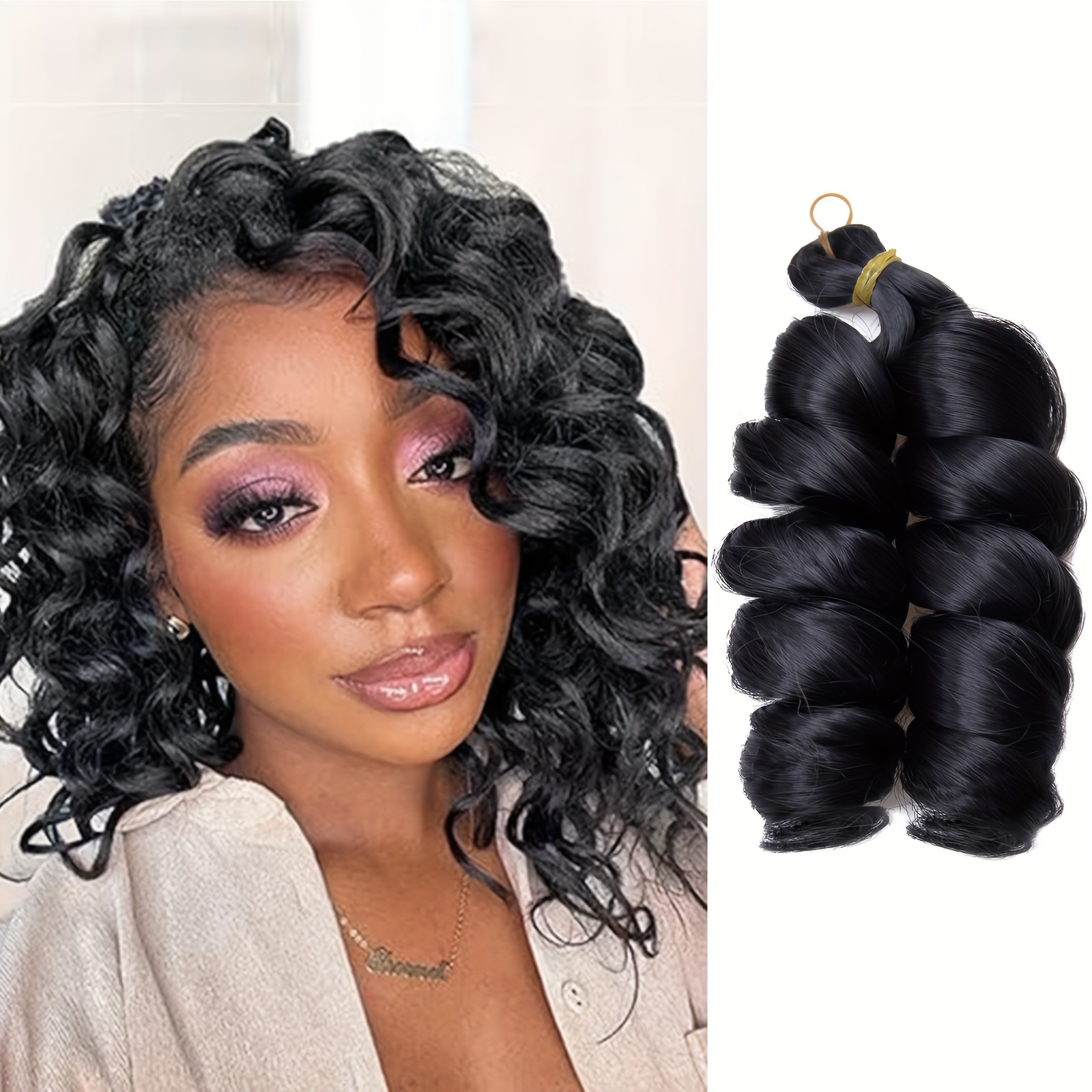 

French Spiral Curly Pre-stretched Fluffy Crochet Hair For Women, 12 Inch 75g, Braided Synthetic Hair Extensions For Party Decor, Hair Weave Halloween Christmas