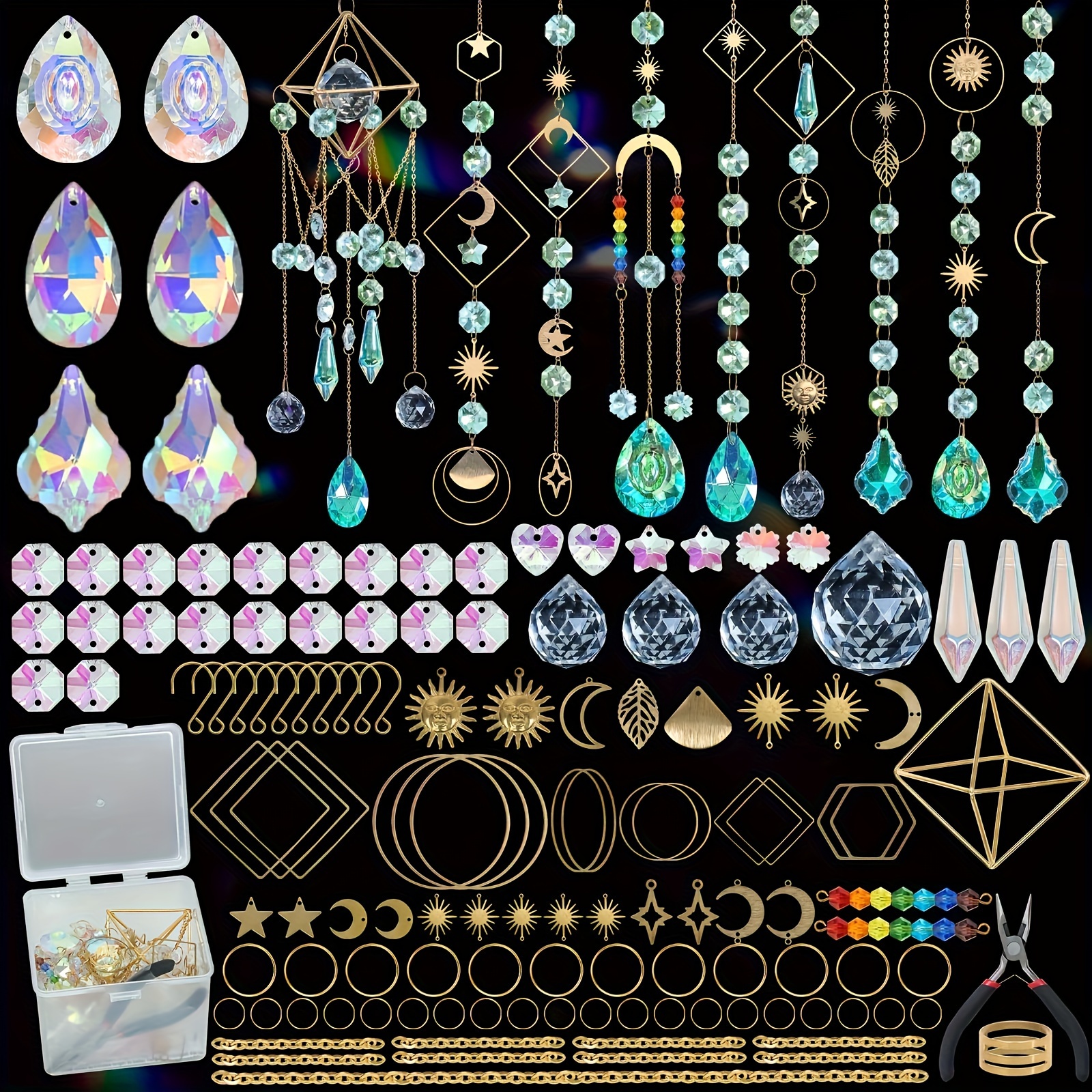 

400pcs Crystal Suncatcher Making Kit, Rainbow Prism Hanging Decor Pendant For Windows, Indoor & Outdoor Garden, Wedding Party Decor, Glass Craft Supplies For Diy Suncatcher Making